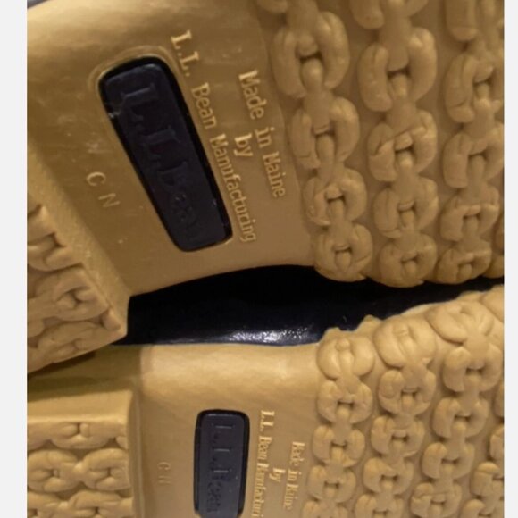 LL Bean Blue Brown Low Duck Boots Shoes Womens Sz 7 N Waterproof Rubber USA - Picture 9 of 9